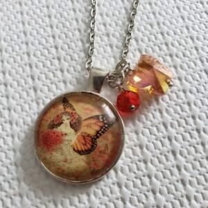 Butterfly Charm Necklace with charms and Crystal's